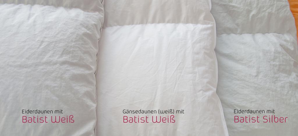 Farbunterschiede Eiderdaunendecke